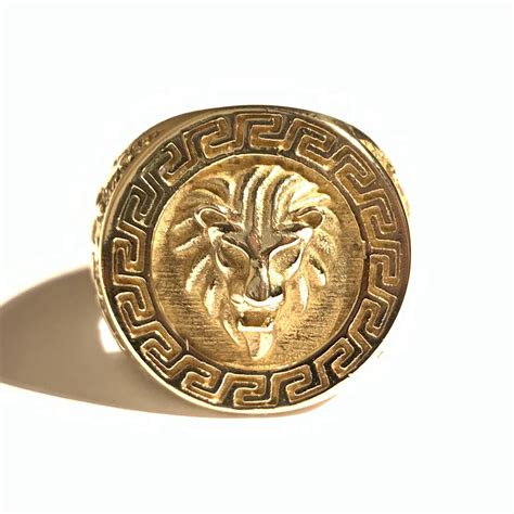 versace gold lion ring|Versace gold ring for men.